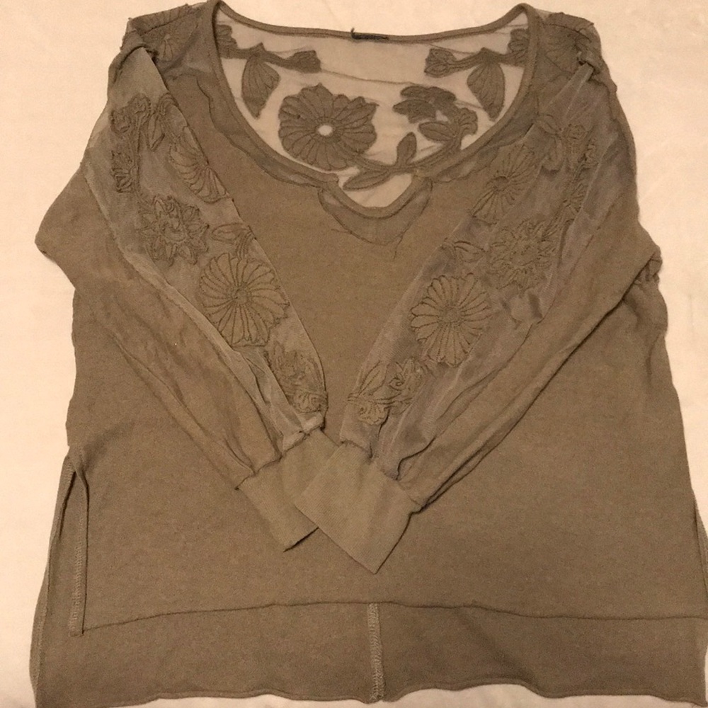 Free People Floral Mesh Ling Sleeve